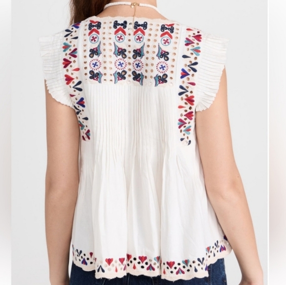 Sea New York Alicia Embroidery Flutter Sleeve Top XS - Picture 3 of 14